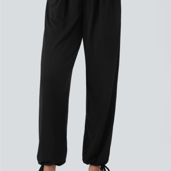 NWT HALARA Black Crossover High Waisted Pocket Drawstring Casual Joggers - Picture 5 of 11